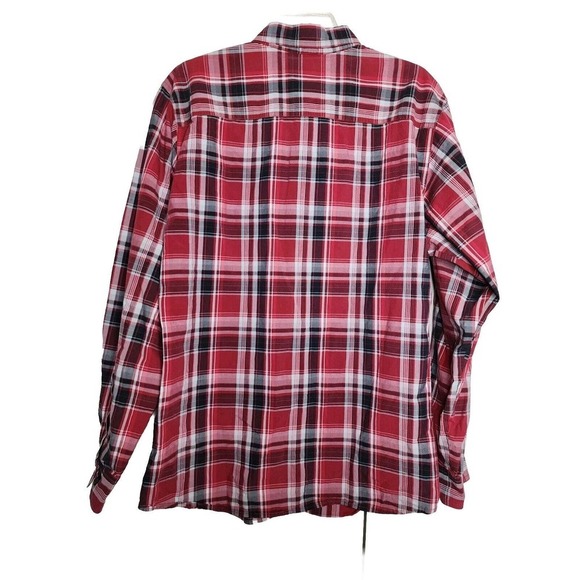 COLUMBIA Men's Size L Button Down Long Sleeve Red Plaid Shirt - Picture 2 of 6